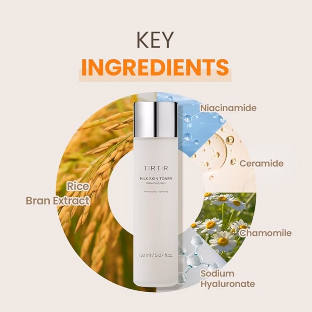 TIRTIR Moisturizing Milk Skin Toner – 150ml Milky toner that deeply hydrates and softens skin for a smooth, dewy finish. 4