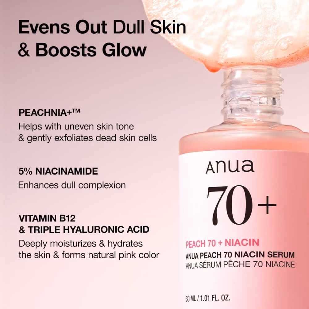 Anua Peach 70 Niacin Serum 30ml - Brightening Serum With 70% Peach And Niacinamide For Glow. 3