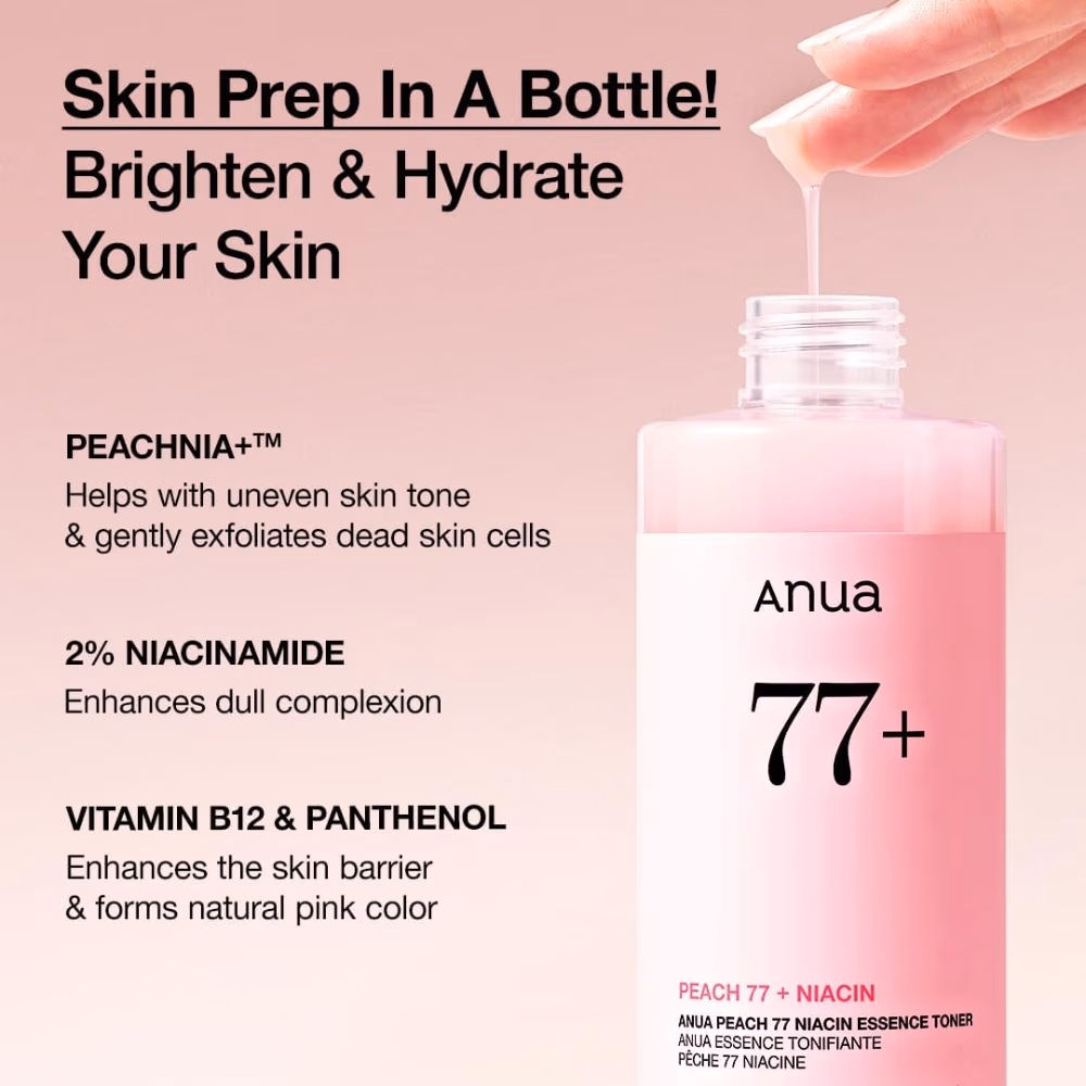 Anua Peach 77 Niacin Essence Toner 250ml - Hydrating Toner With 77% Peach And Niacinamide To Brighten Skin. 3