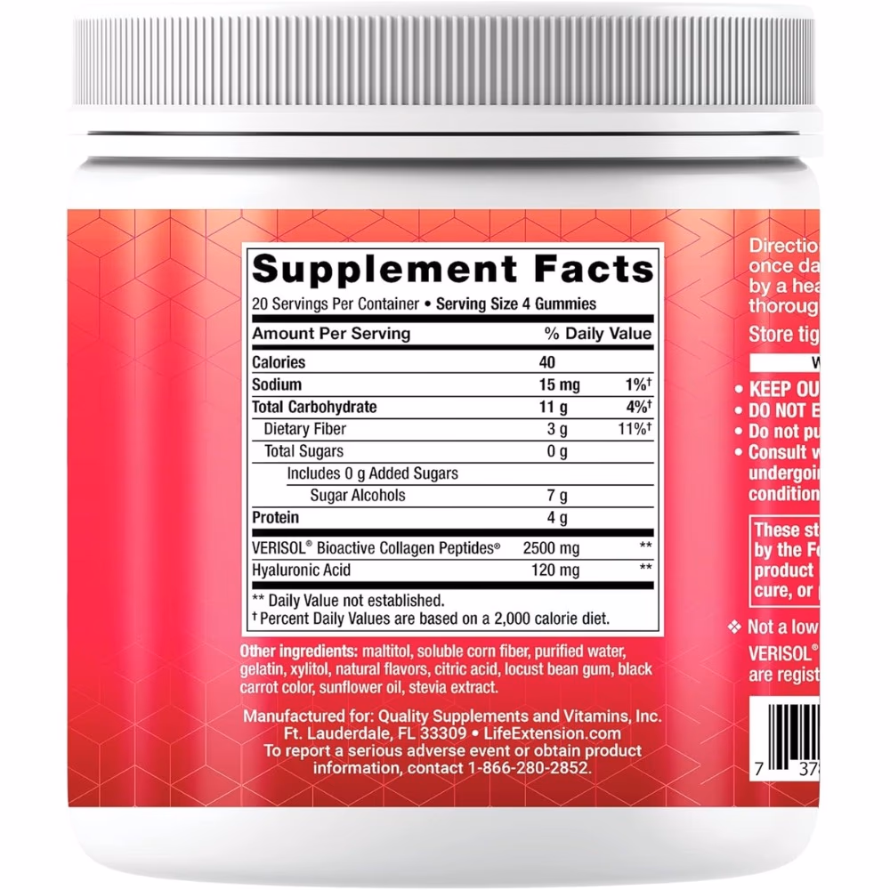 Life Extension Youthful Collagen Cherry 80 Gummies 2