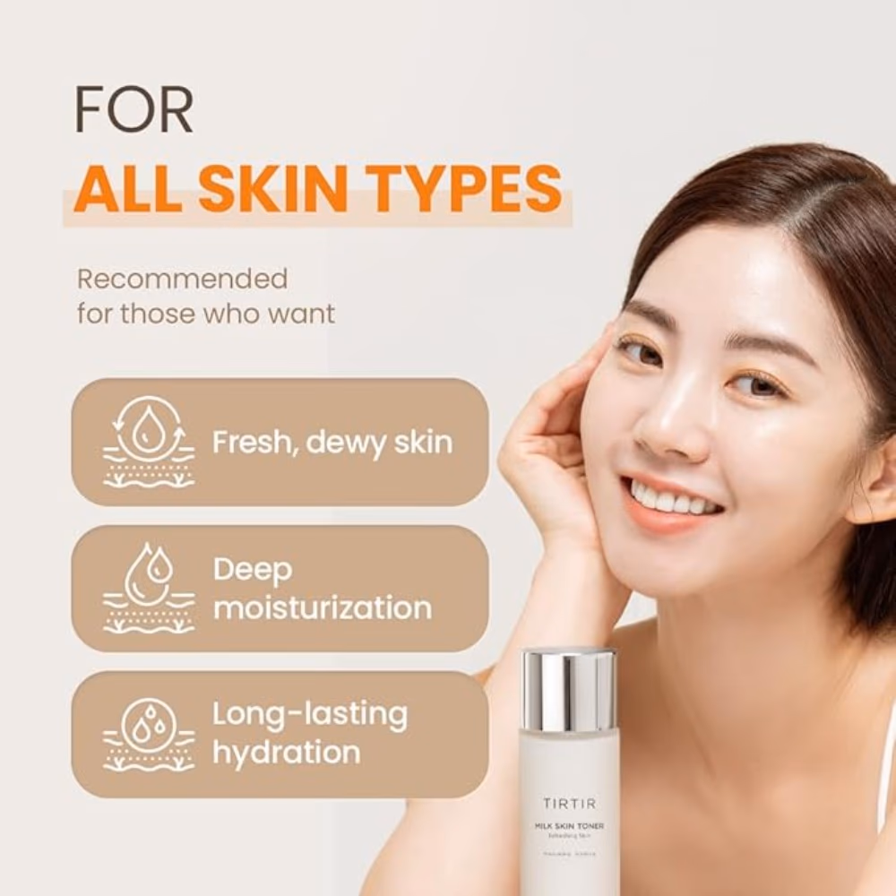 TIRTIR Moisturizing Milk Skin Toner – 150ml Milky toner that deeply hydrates and softens skin for a smooth, dewy finish. 2