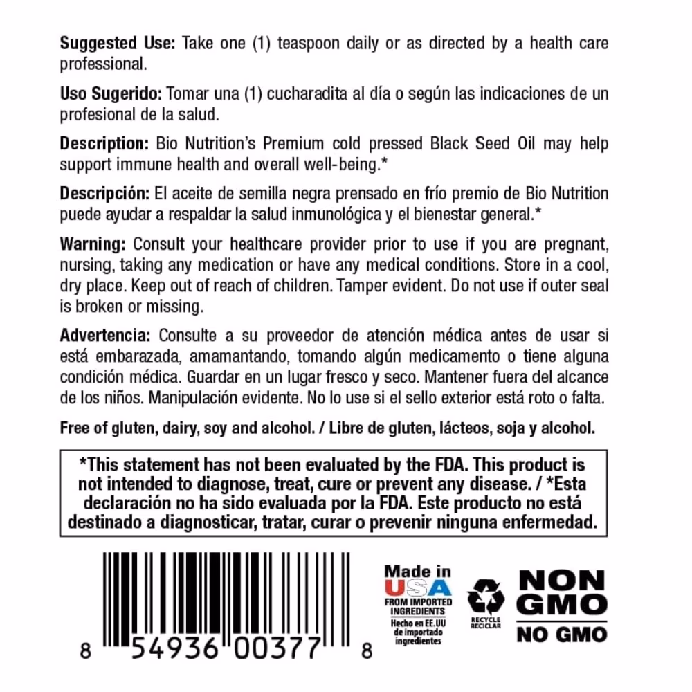 Bio Nutrition Premium Black Seed Oil 237ml 2