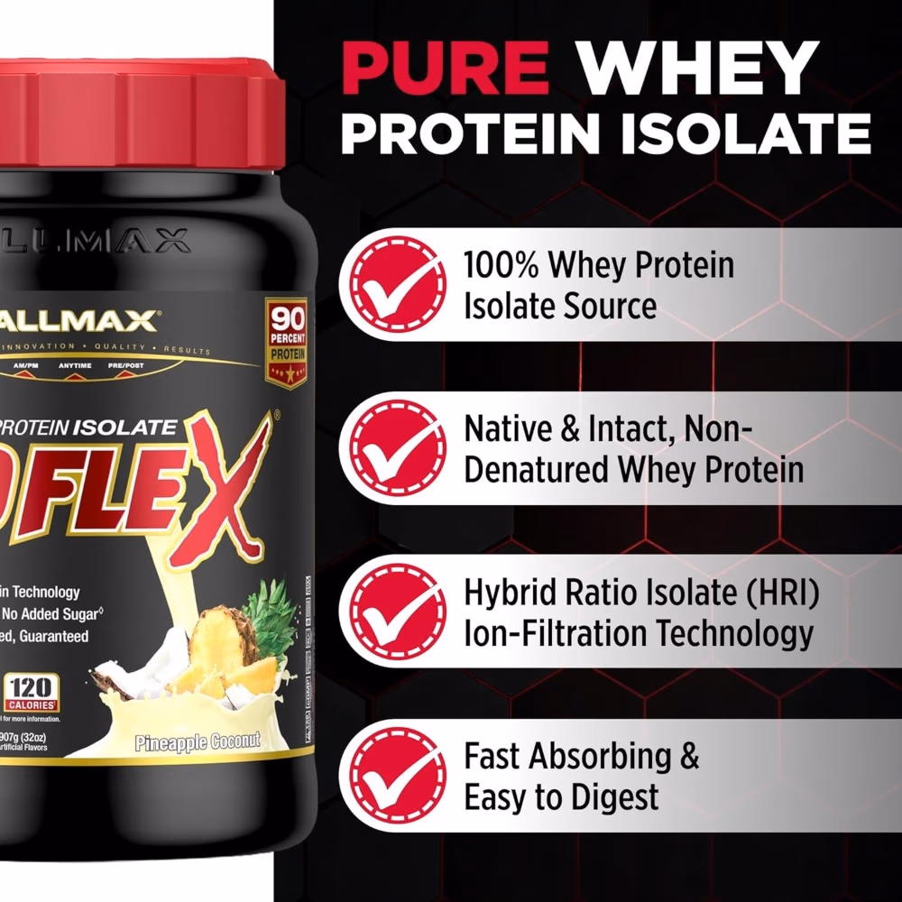 Allmax Isoflex Isolated Whey Protein Pineapple Coconut Flavor 2Lb 4