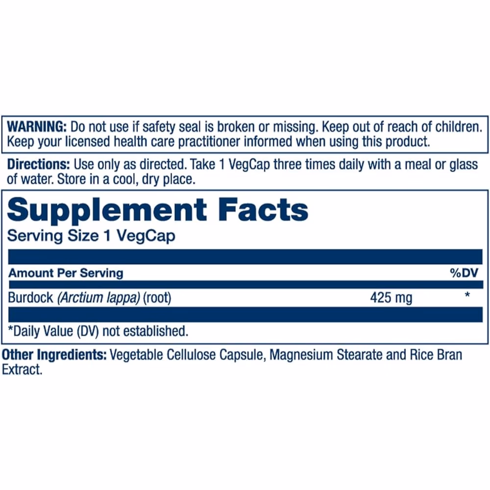 Solaray Burdock 425 mg, Vegetarian Capsules, 100s 3