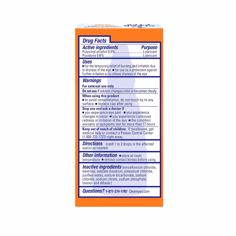 Clear Eyes Natural Tear Eye Drops 15 ml 3
