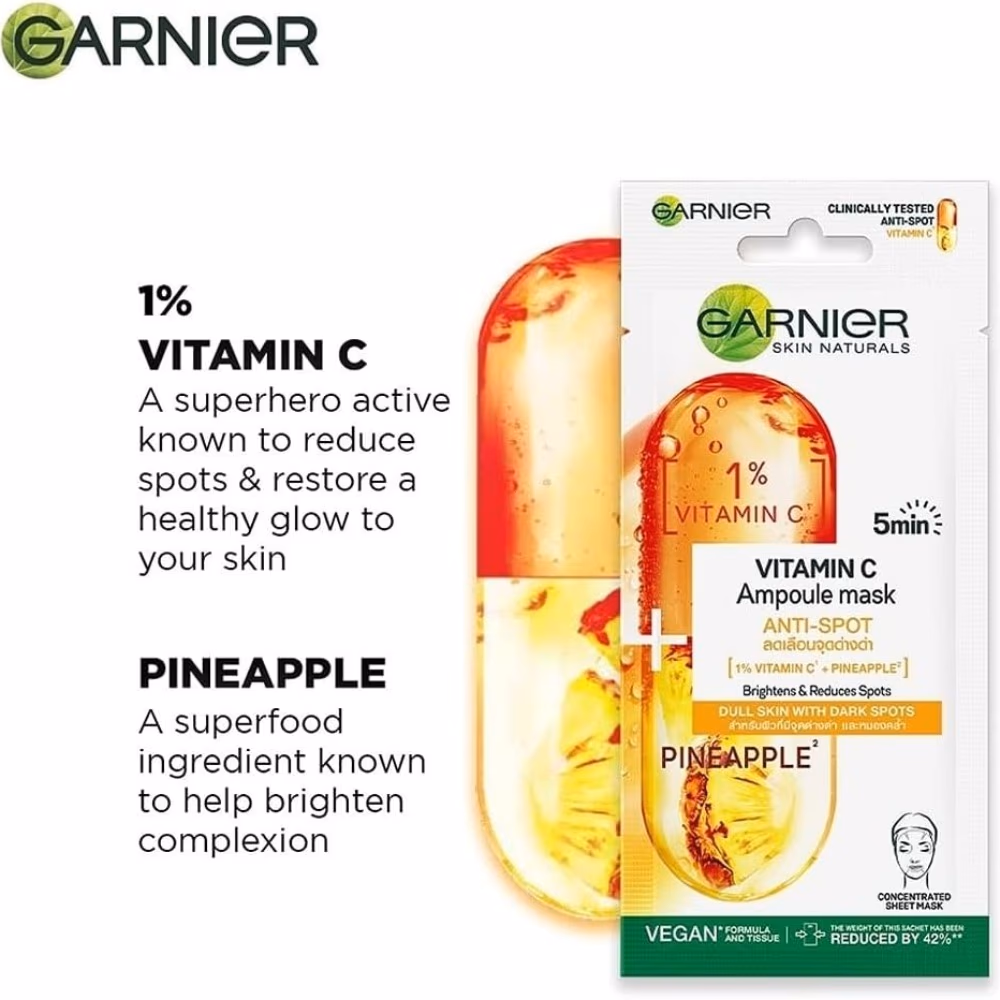 Garnier SkinActive Vitamin C Anti-Fatigue Ampoule Sheet Mask 15g 5