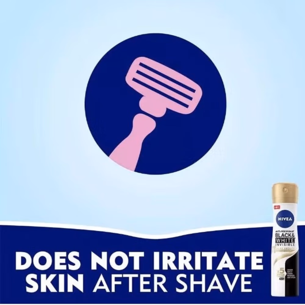 Nivea Black White Invisible Silky Smooth Spray 150ml 4