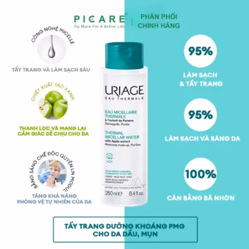 Uriage Thermal Micellar Water Apple Combination Oily 250m 2