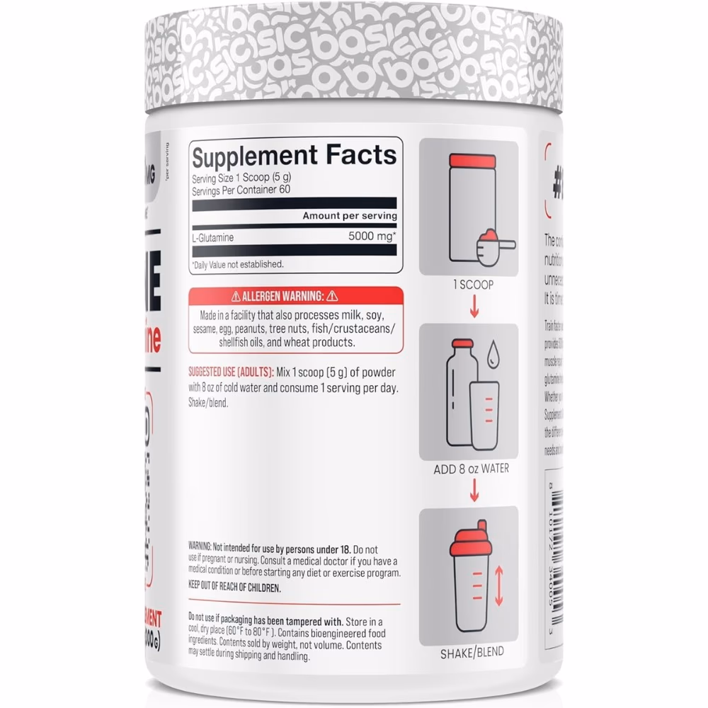 Basic Glutamine Micronized 5000mg Powder 300g 2