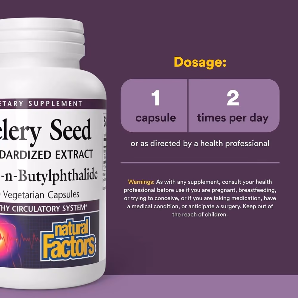 Natural Factors Celery Seed 60 Veg Caps 3