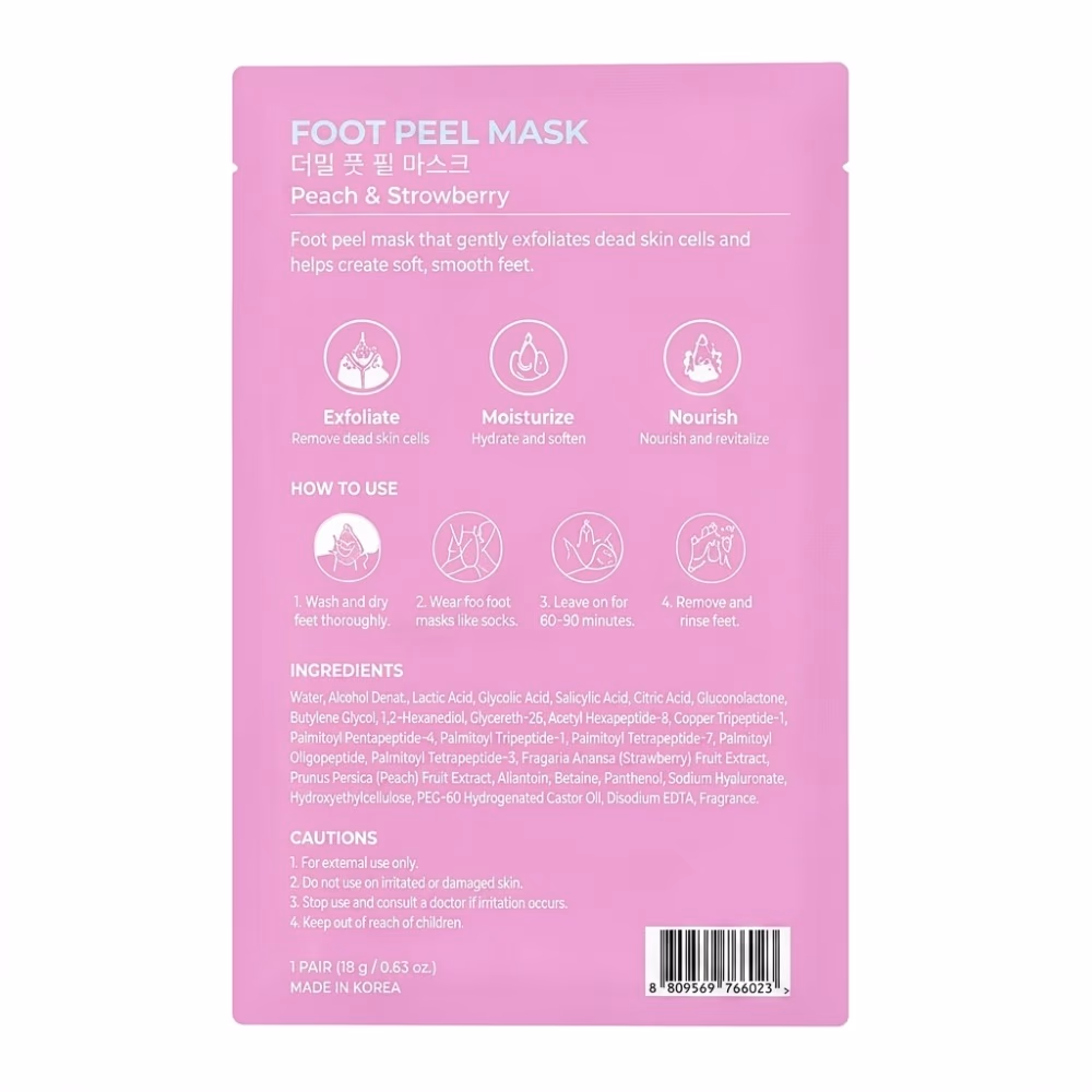 Dermal Foot Peel Mask (Peach & Strawberry) - 1 Pair 3