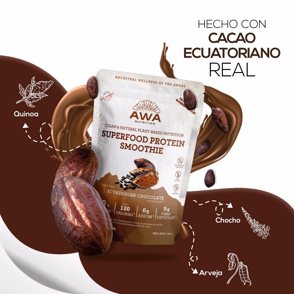 AWA Superfood Protein Smoothie Ecuadorian Chocolate 336g 4