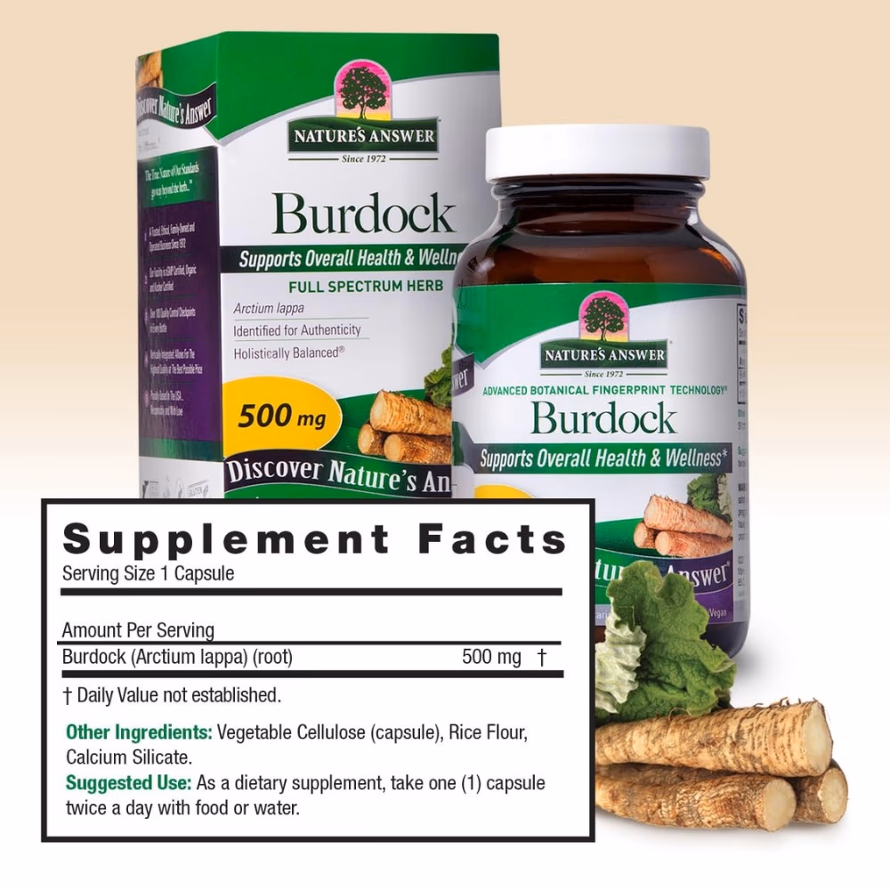 Natures Answer Burdock Root 500mg 90 Vegetarian Capsules 4