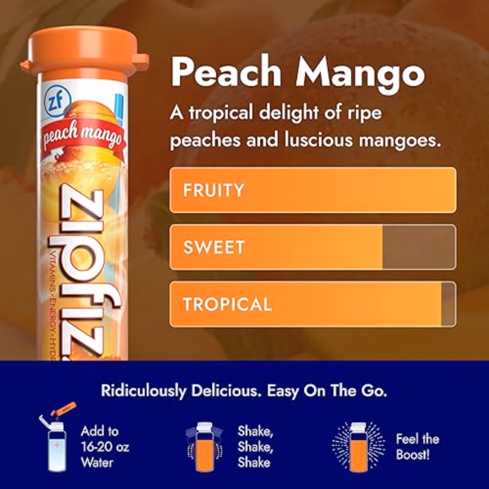 Zipfizz Electrolyte Multivitamin 11g Peach Mango 3