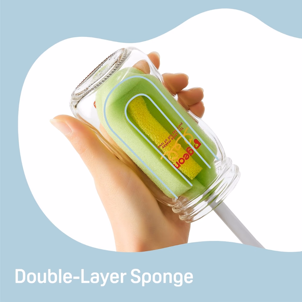 Pigeon 2-Way Sponge Brush – 360 Rotary Handle for Thorough Bottle Cleaning 2