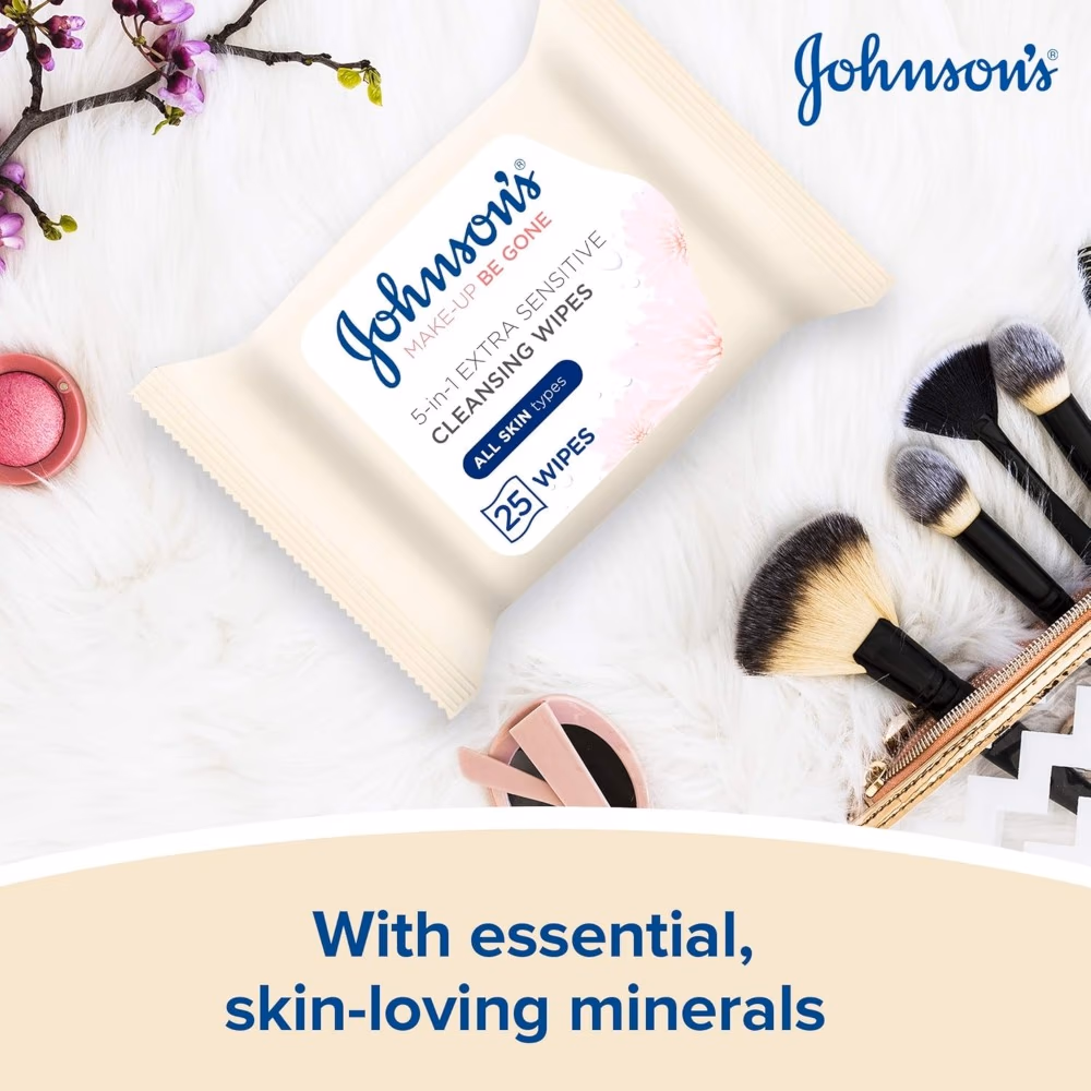 Johnson's 5 in 1 Extra Sensitive Cleansing Wipes 25 Pack 2
