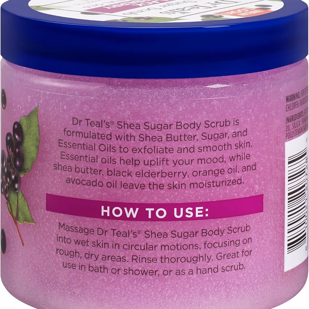 Dr Teals Shea Sugar Scrub Black Elderberry 538g 4