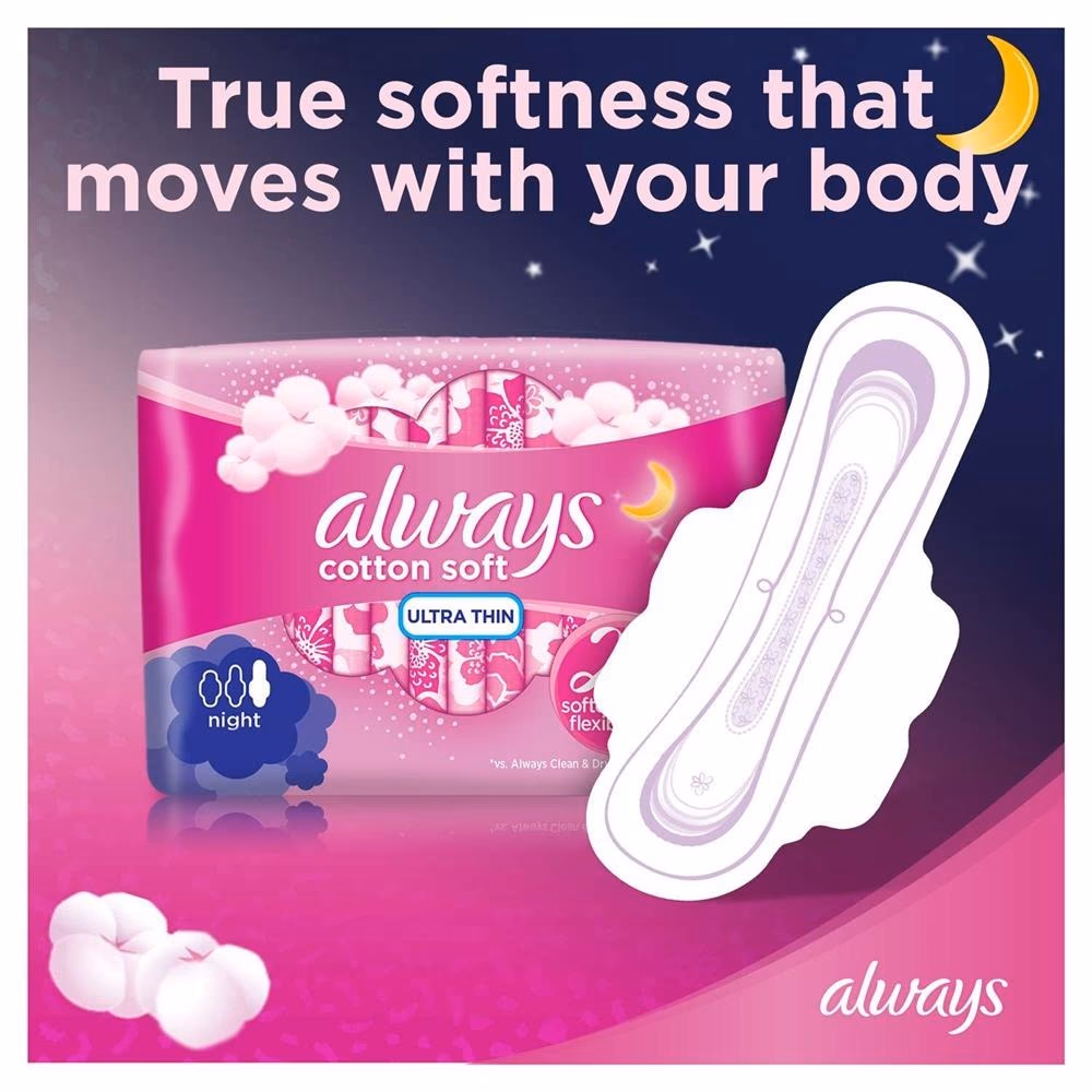 Always Cotton Soft Ultra Thin Night Pads with Wings 7s 2