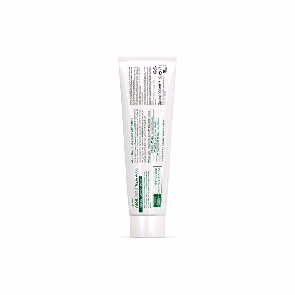Aloedent Aloe Vera Triple Action Minty Fluoride Free Toothpaste 100ml 4