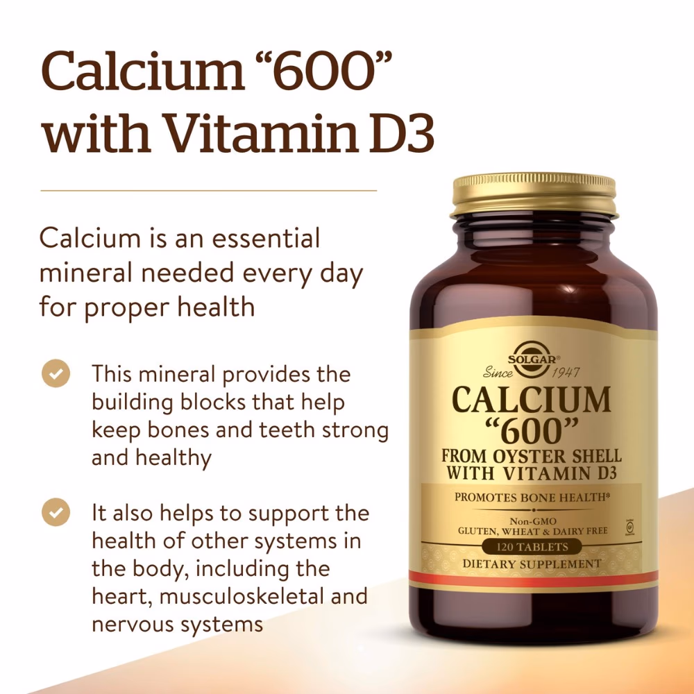 Solgar Calcium 600mg With Vitamin D3 -120 Tablets 3