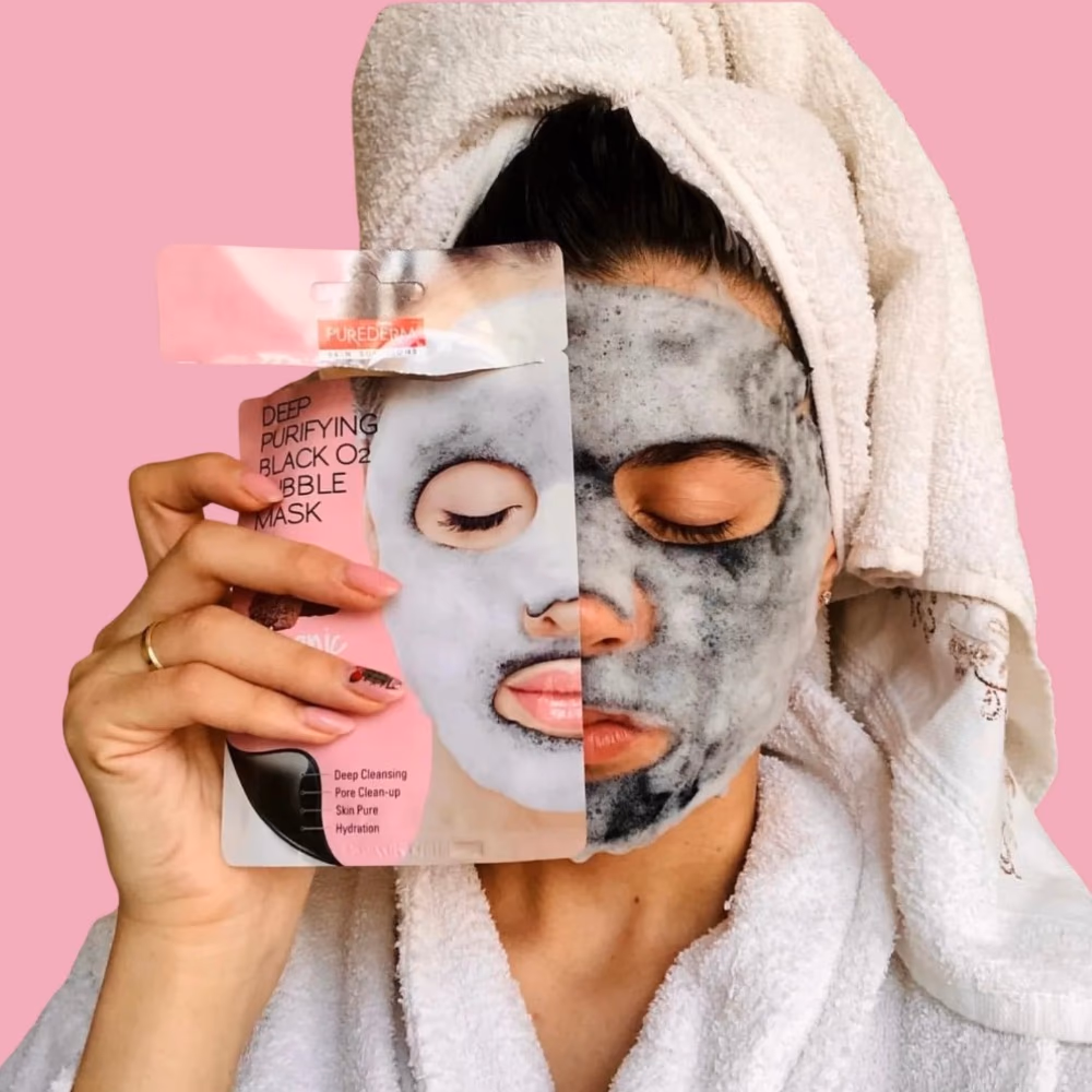 Purederm  Deep Purifying Black O2 Bubble Mask Volcanic 20gm 4