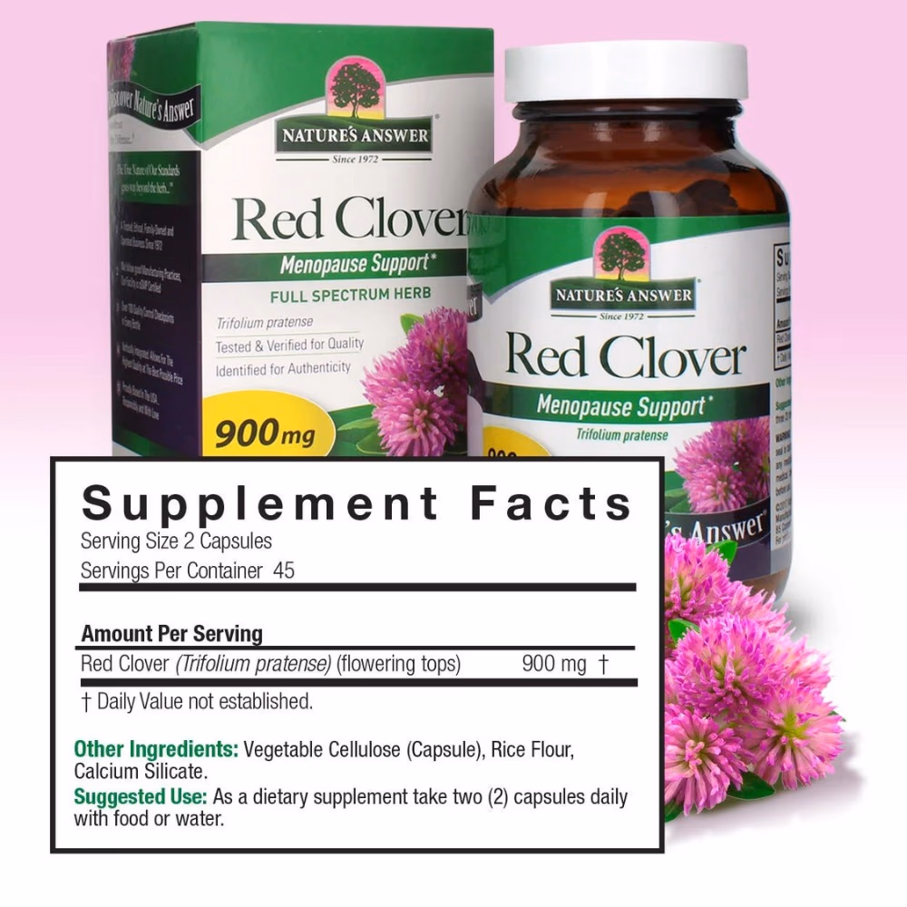 Nature's Answer Red Clover 900mg – 90 Vegetarian Capsules 3