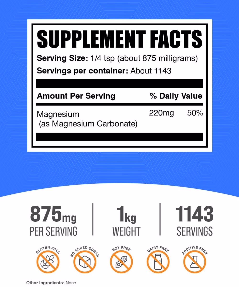 Bulk Supplements.com Magnesium Carbonate Powder 1kg 3