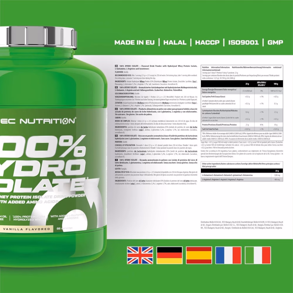 Scitec 100% Hydro Isolate Vanilla 2000g 5