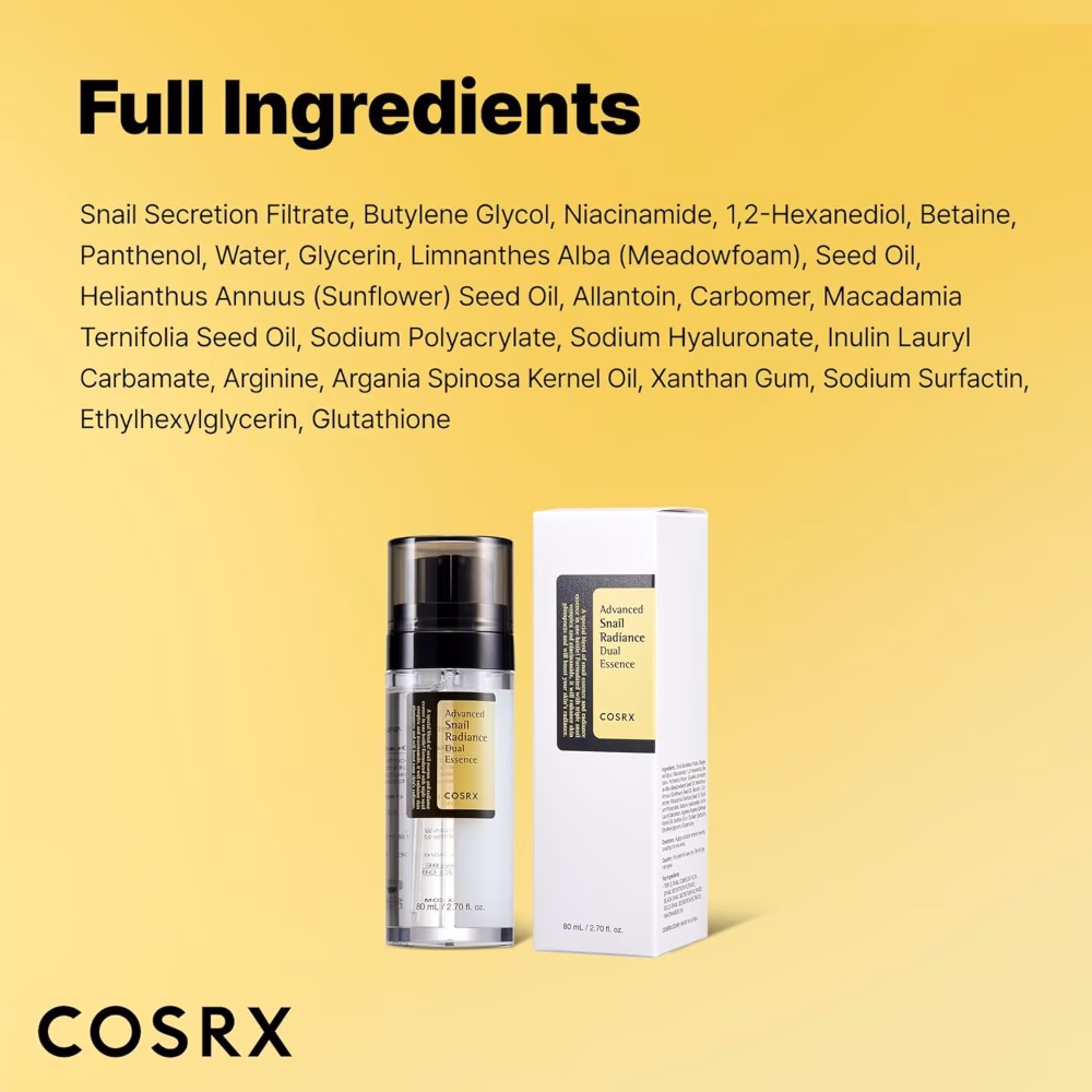 COSRX Advanced Snail Radiance Dual Essence 80ml – Brightening, Hydrating Essence With Snail Mucin And Niacinamide To Nourish, Revitalize, And Enhance Skin Radiance. 5