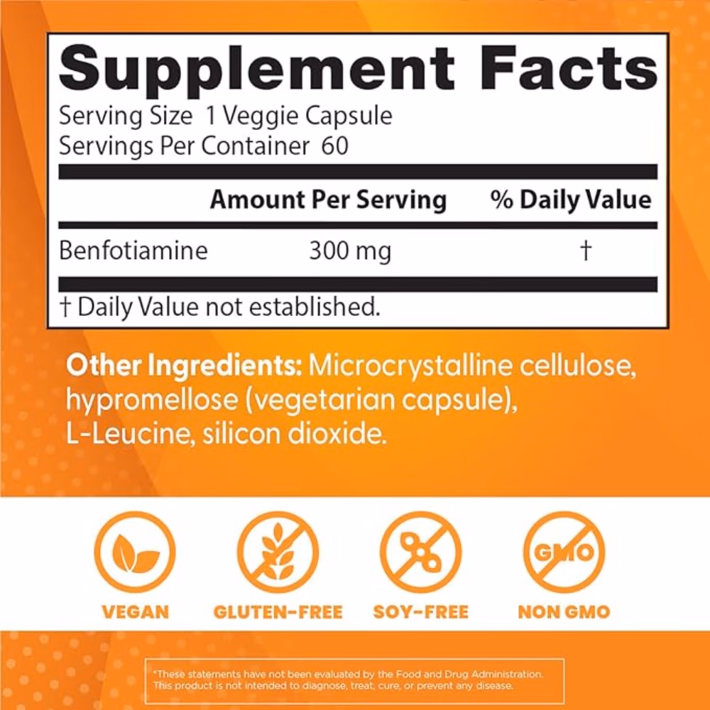 Doctor's Best Benfotiamine 300mg 60 Capsules 4