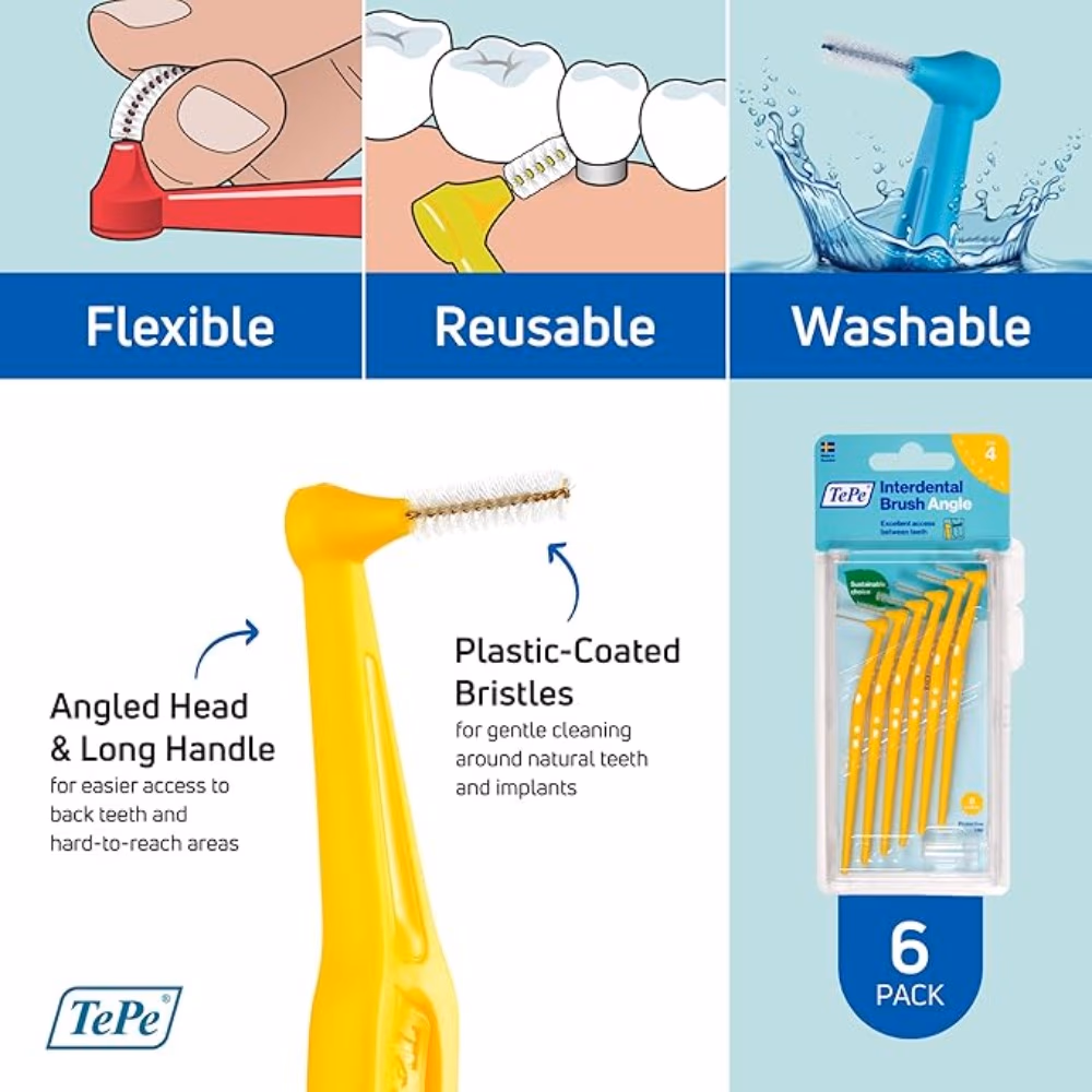 TePe Angle Interdental Brush Yellow 0.7mm 6s 2