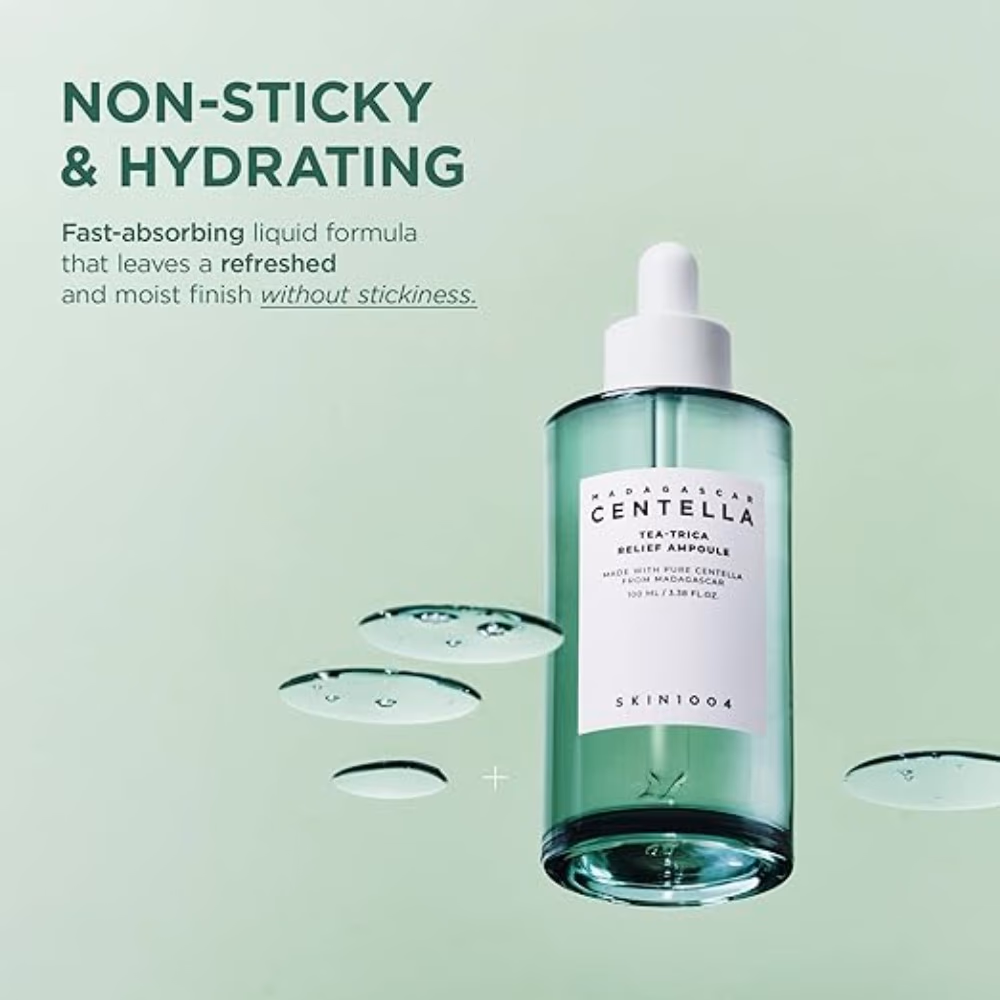 SKIN1004 Centella Tea-Trica Relief Ampoule – 100ml Clarifying ampoule with Centella and Tea Tree to calm irritation, control oil, and reduce blemishes. 4