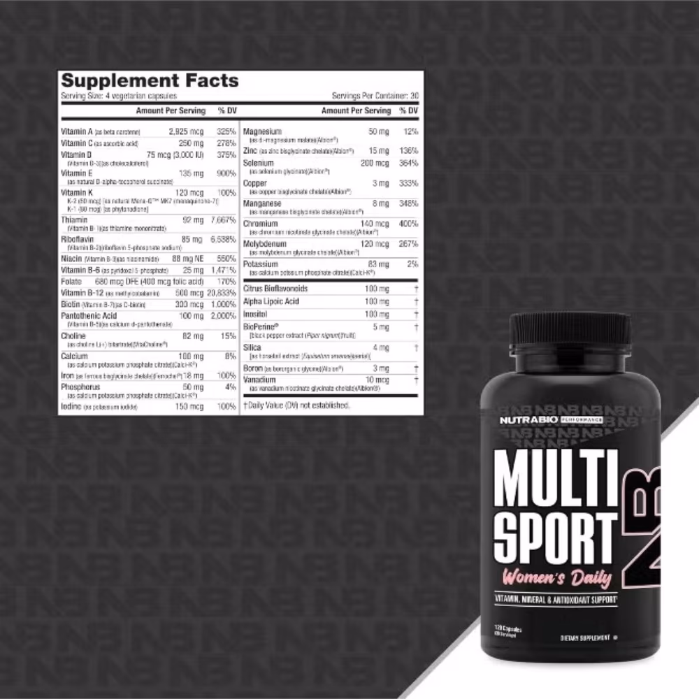 Nutrabio Multi Sport Women's Daily 120 Capsules 3