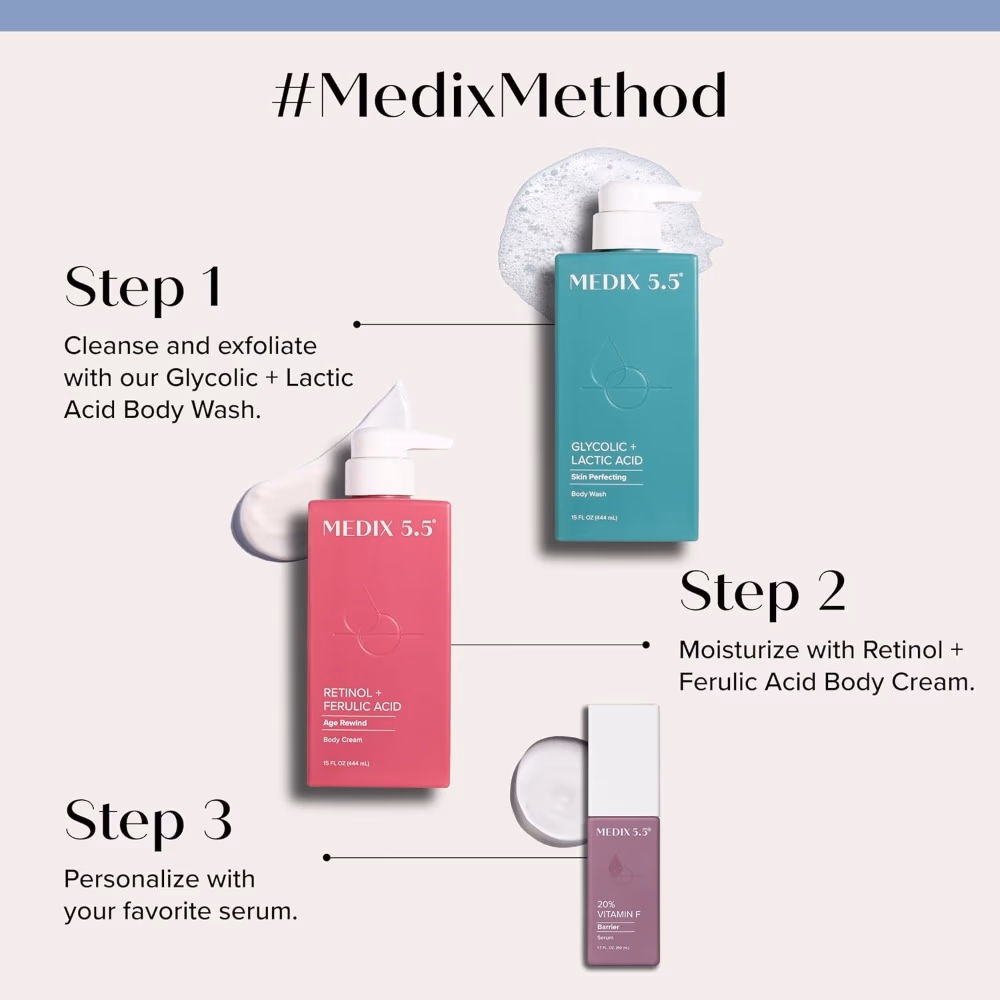 Medix 5.5 Retinol + Ferulic Acid Body Cream 444ml | Anti-Aging Moisturizer for Firming, Brightening & Hydration 4