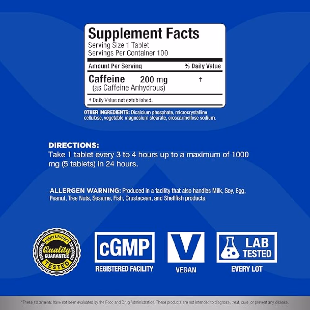 Allmax Caffeine 200mg 100 Tablets 2