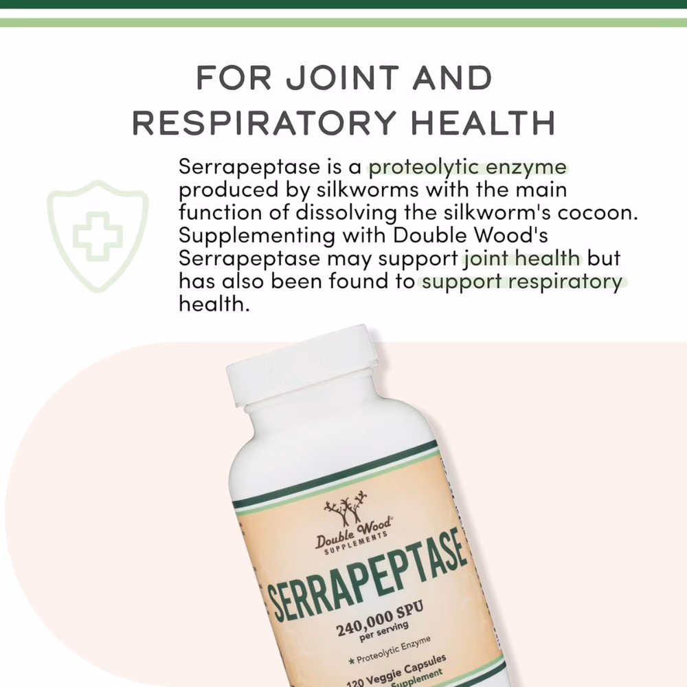 Double Wood Serrapeptase 240,000 SPU 120 Capsules  5