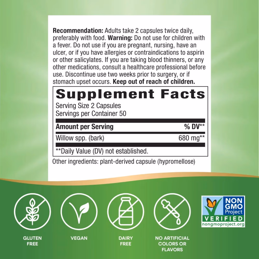 Natures Way Willow Bark -100 Capsules 3