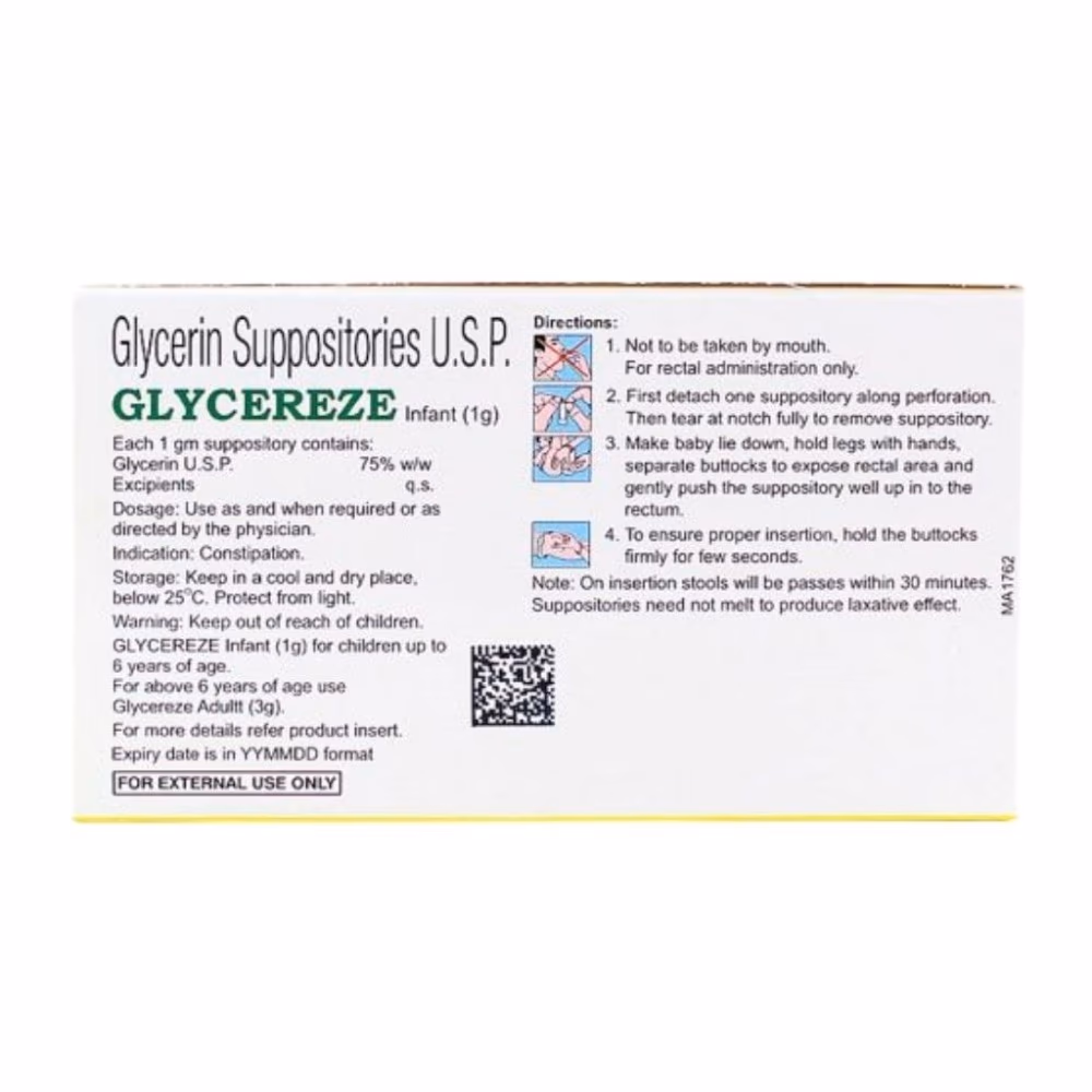 Glycereze 1 g Infant Suppositories 10's 2