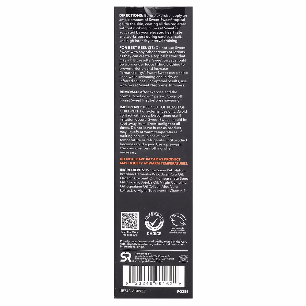 Sports Research Sweet Sweat Unscented Stick 6.4oz 2