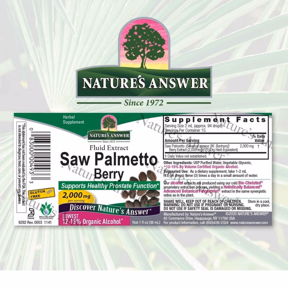 Natures Answer Saw Palmetto Berry 2000mg Drops 30ml 2
