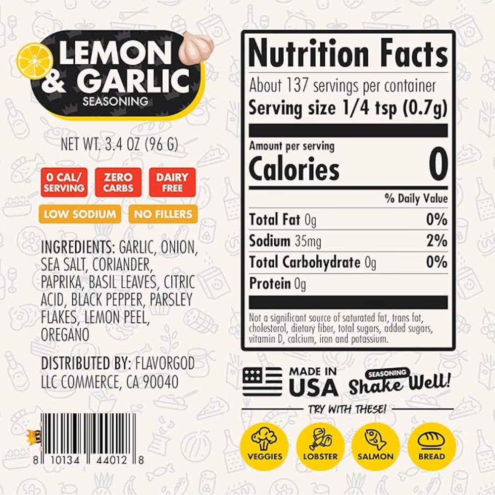 FlavorGod Spice Lemon & Garlic 96g 2