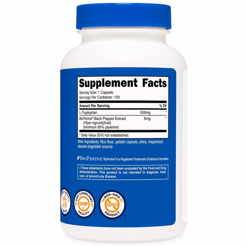 Nutricost L-Tryptophan 500mg-120 Capsules  4