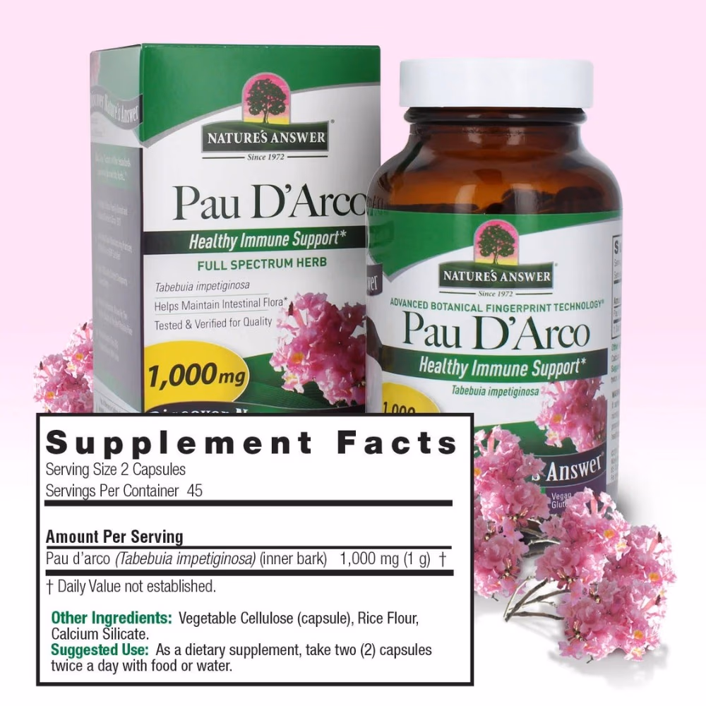 Natures Answer Pau D Arco 1000mg – 90 Vegetarian Capsules 2