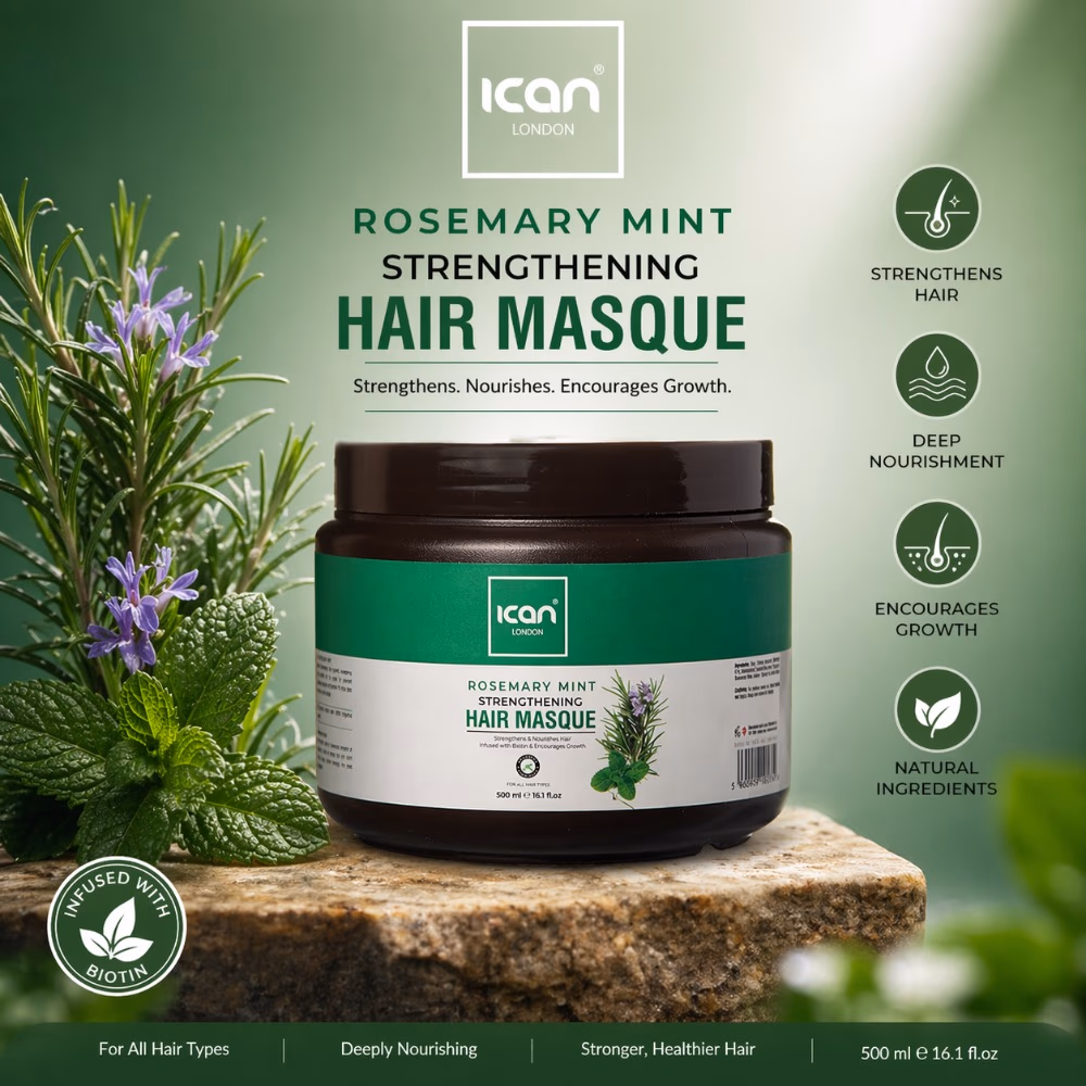 iCan London Rosemary Mint Strengthening Hair Masque 500ml 2