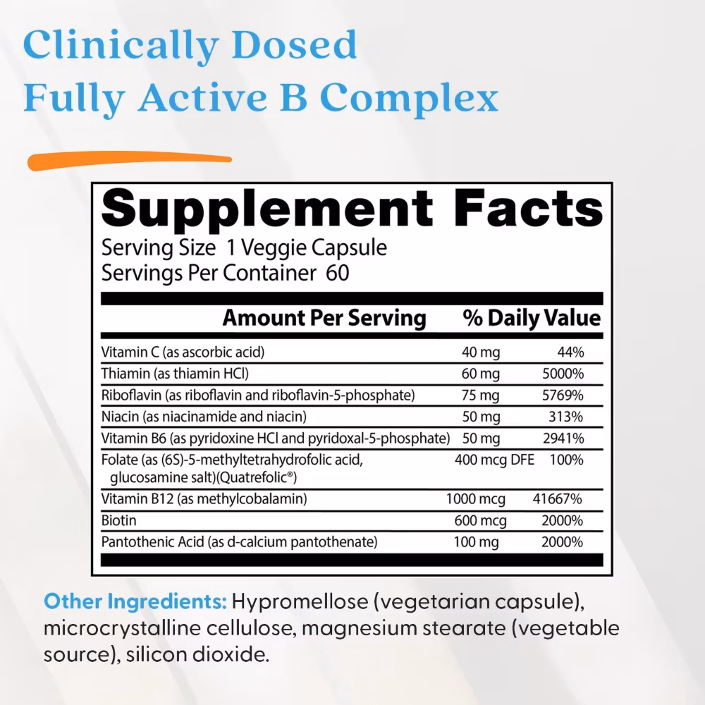 Doctor's Best Fully Active B Complex, 60 Capsules 3