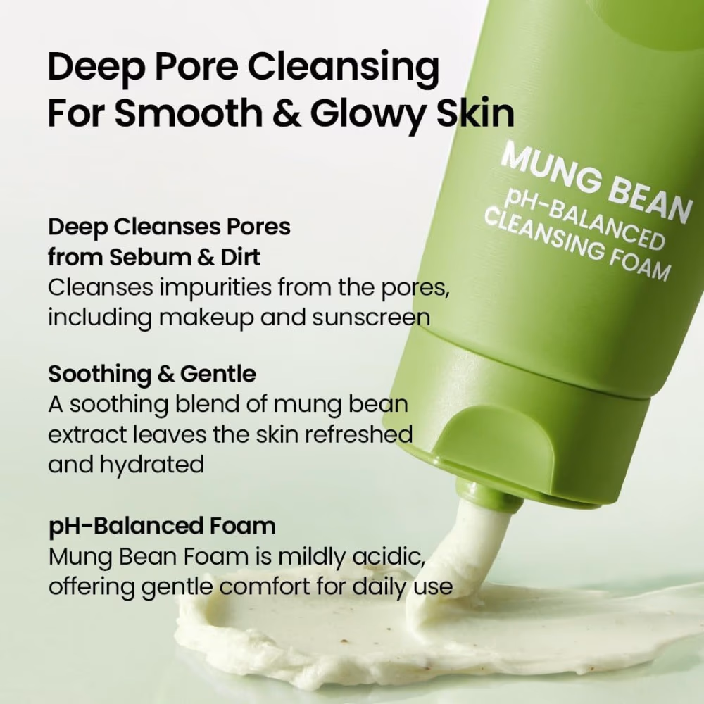 Beplain Mung Bean Ph-Balanced Cleansing Foam 80ml 3