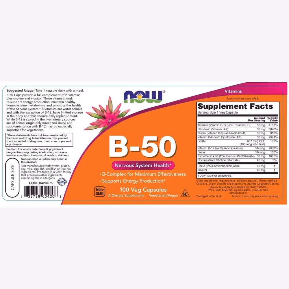 NOW Foods B-50 Capsules 100S 4