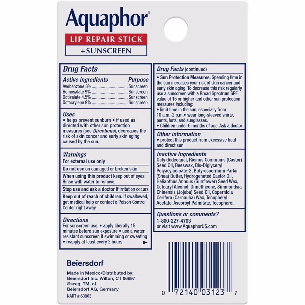 Aquaphor Immediate Relief Lip Repair Sticks 2x4.8g 2