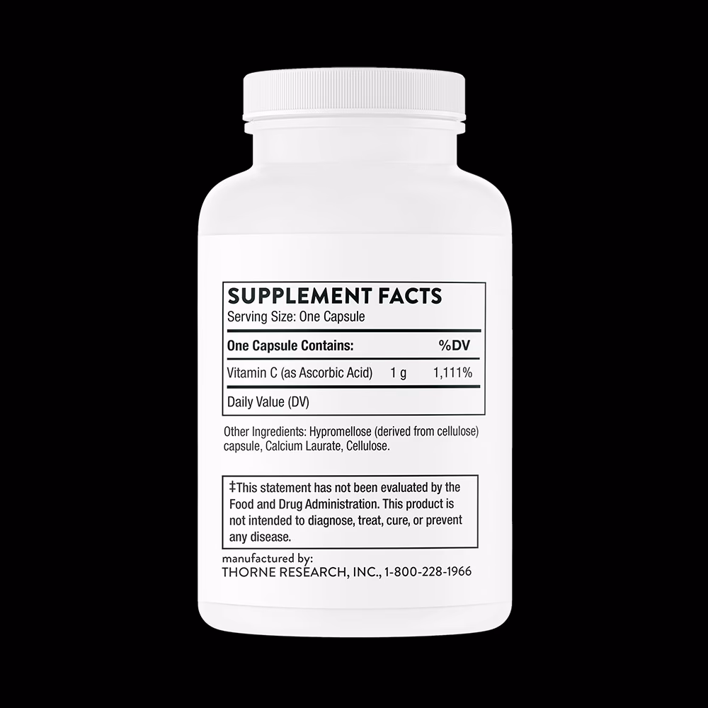 Thorne Ascorbic Acid - 1000 mg Vitamin C  60 Capsules 3