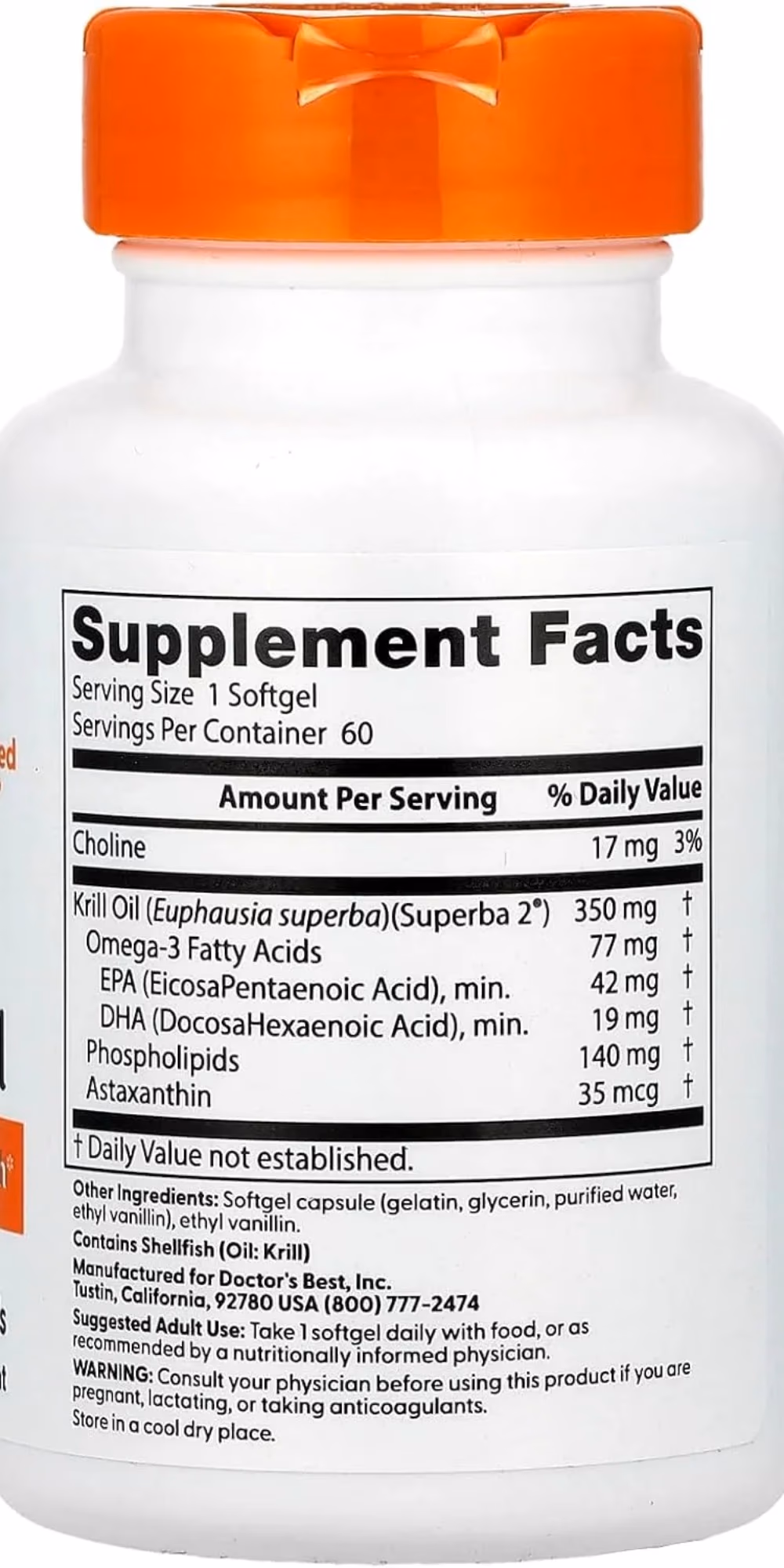 Doctor's Best Real Krill Oil 350mg, 60 Softgels 2